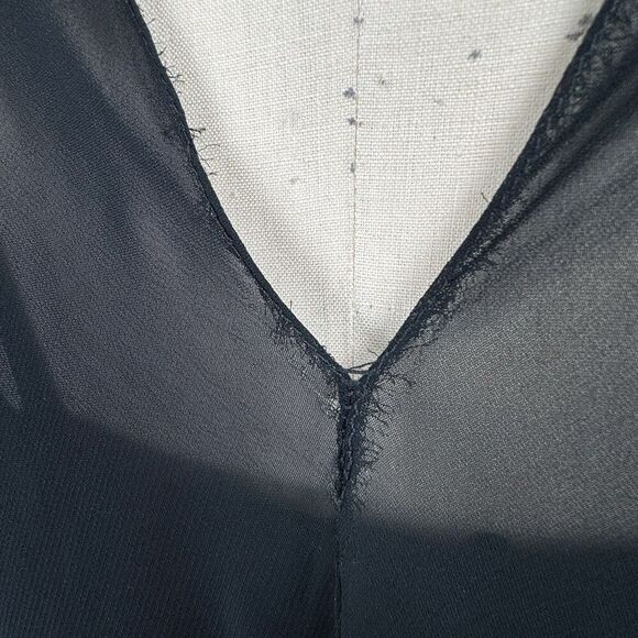 Vintage AJ Bari Womens Maxi Dress 7/8 Black Cape Witchy Boho Fairy Stretch Sheer - Picture 7 of 16